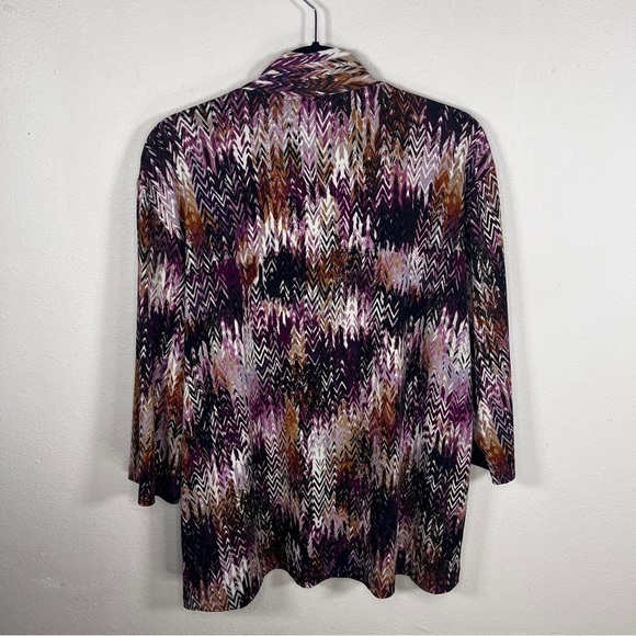 XL VINTAGE NIKKI SHRUG BLOUSE TOP PURPLE BEIGE WHITE LONG SLEEVE OPEN FRONT - Picture 6 of 10